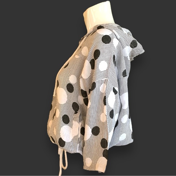 LIABELLA BLACK/WHITE LINEN HOODED ZIP FRONT TOP. WOMEN’S SIZE XXL - Picture 5 of 7